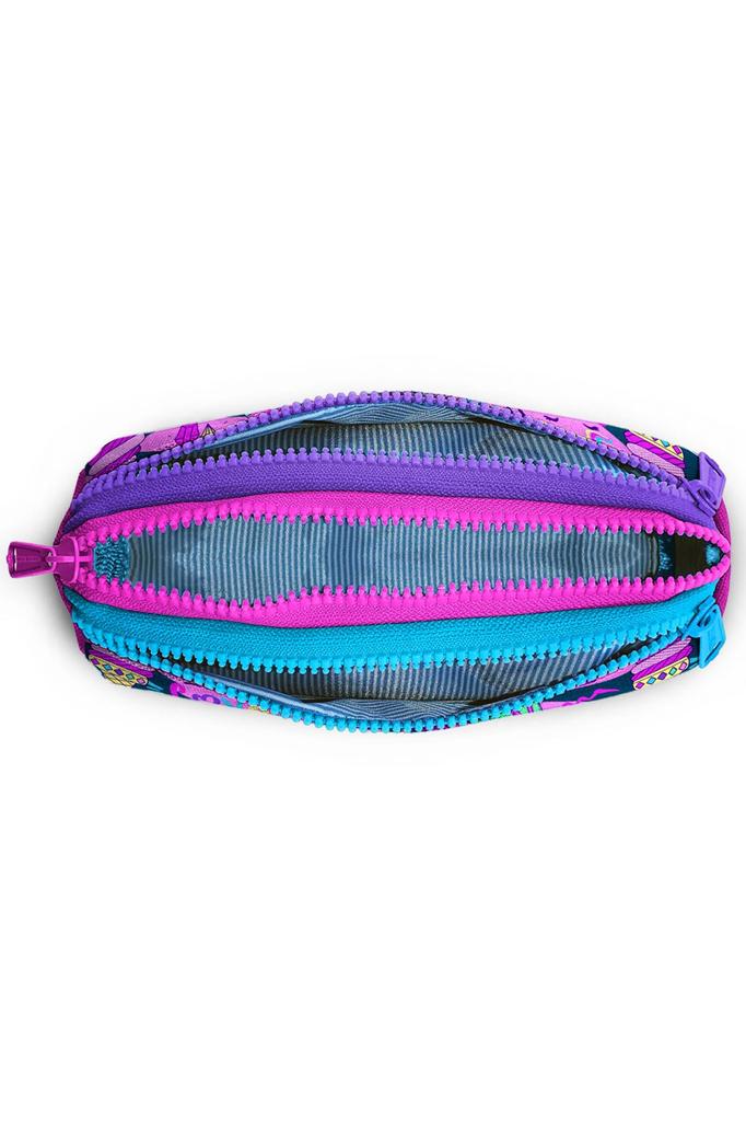 coral high Kids Graffiti Patterned Three Compartment Pencil Bag 22060