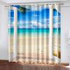3D Nature Landscape Blue Sand Beach Sea Palm Leaves Shading Polyester Window Curtains for Bedroom Living Room Home Decor Hook