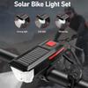 Rechargeable Solar Bike Lights, Night Ultra Bright  Lights Headlight and Back Taillight with Electric Bell, Easy To Install , Road and Mountai