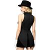 Women Sleeveless Striped Tailcoat Vest Lapel Collar Button Front Waistcoat for Carnival Magic Show Halloween Role Play Party