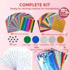 JOYFY Foil Art Kit Arts & Crafts Supplies Mess Free Coloring Foil Foam Stickers Creative Travel Toys for Kid Birthday Gifts