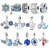 Copper Rudder Anchor Blue Cruise Ship Spacer Beads Pendants Charms Fit Original Bracelets Diy Jewelrymaking
