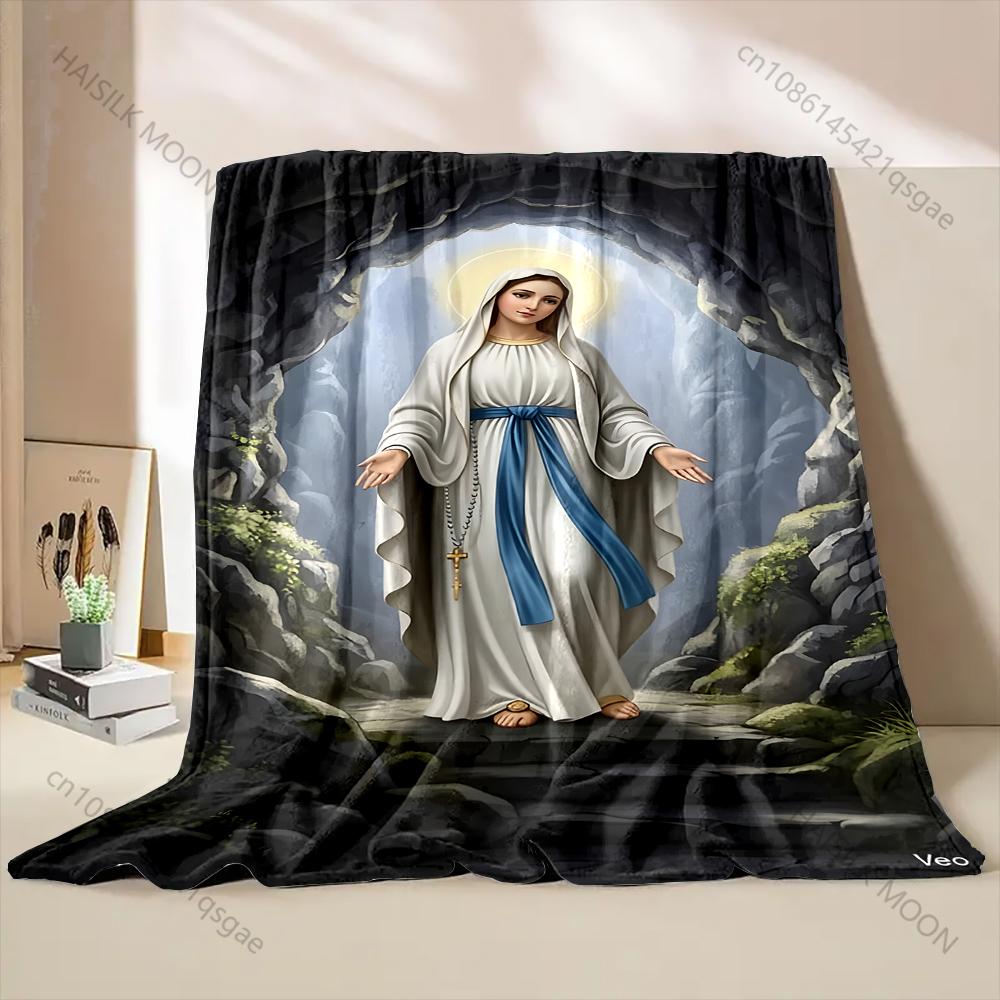 1PC Statue in cave setting Print Blanket Warm Soft Fluffy Kids and Adult Sofa Bed Throw Blanket Outdoor Travel Camping RV