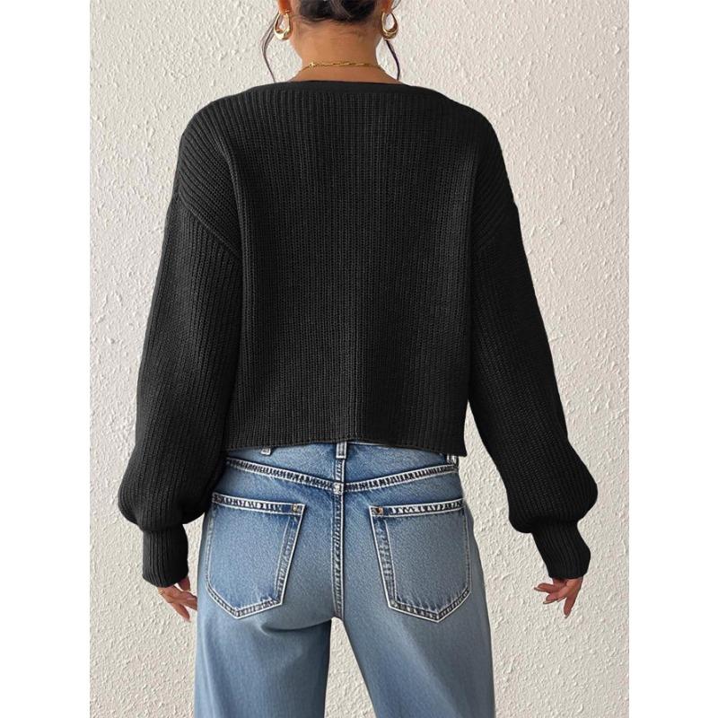 Женский вязаный кардиган-свитер Streetwear Короткий топ с пуговицами-крючками