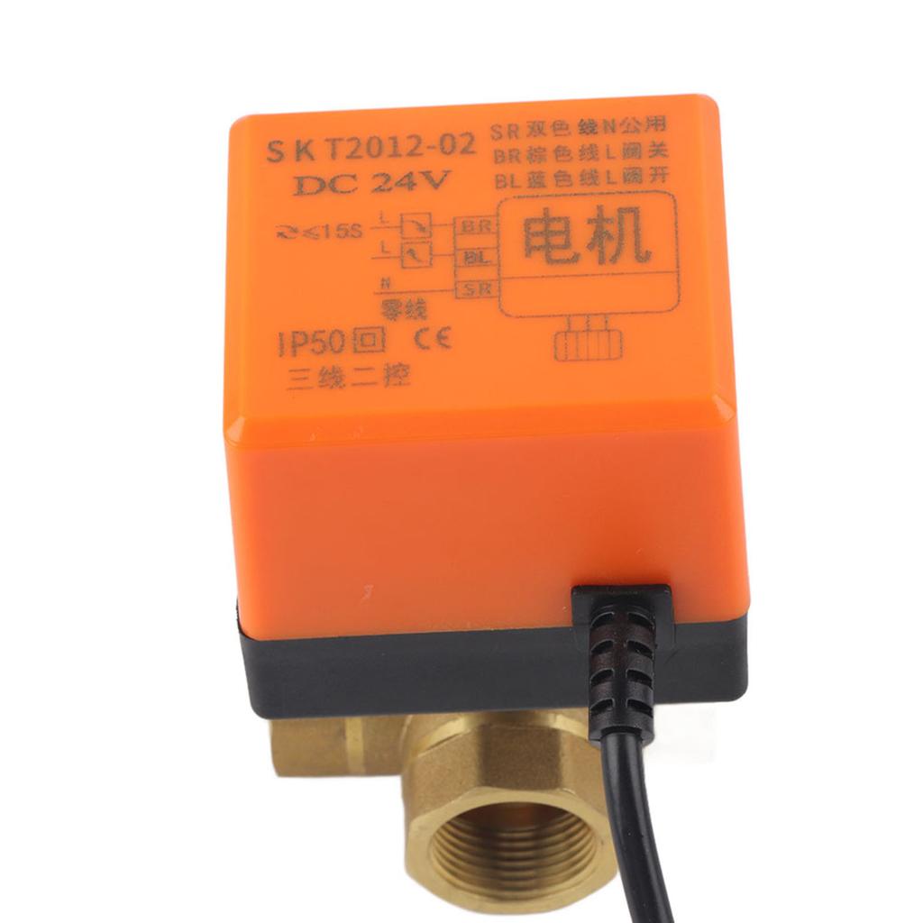 DN20 G34 Brass 3 Way Motorized Ball Electrical Valve for Air Conditioner DC24V