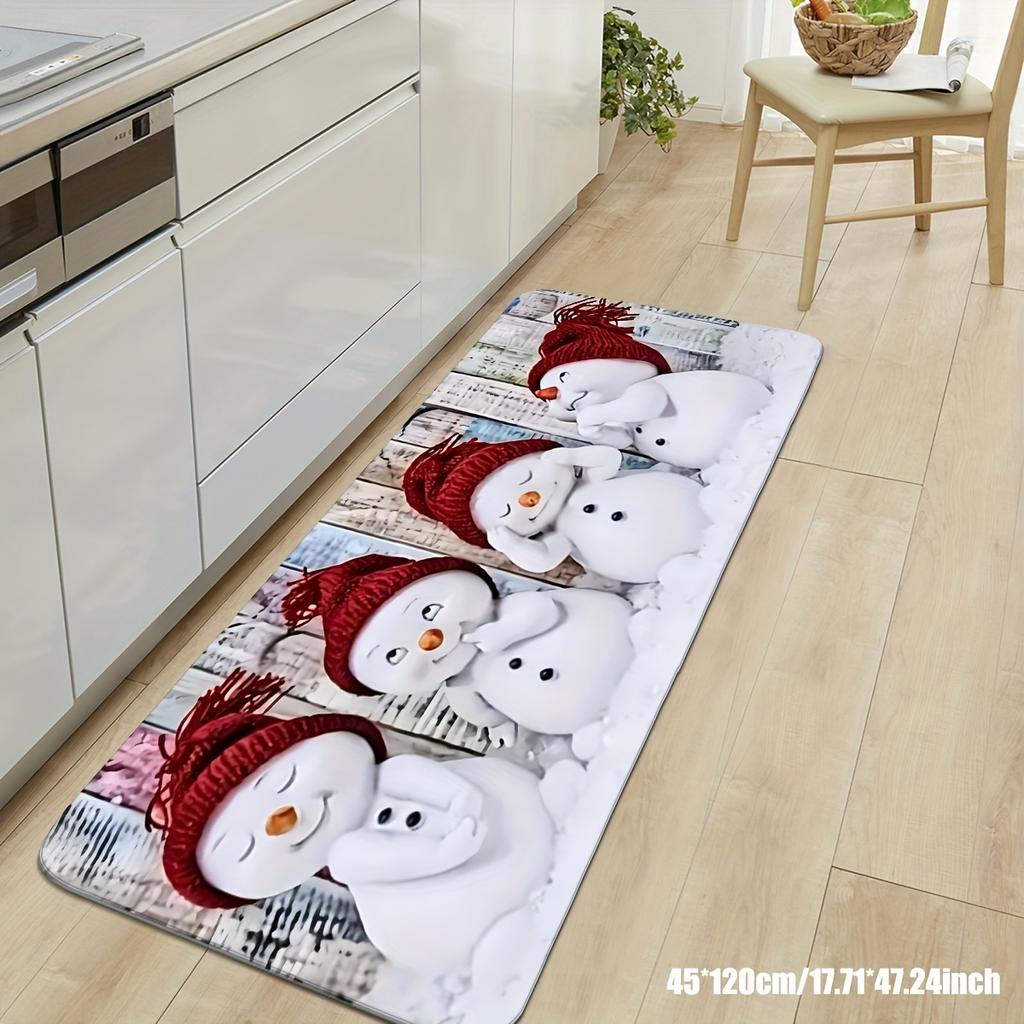 1 шт. анти-усталостный кухонный коврик с изображением рождественского снеговика, водонепроницаемый, нескользящий, толстый, мягкий, прочный, удобный, стоячий коврик для кухни