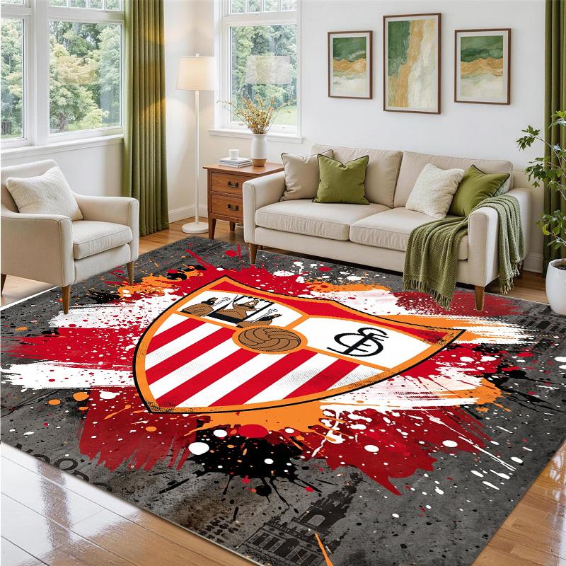 Sevilla FC Design Crystal Velvet Rug Soft Decorative Mat for Bedroom Entrance