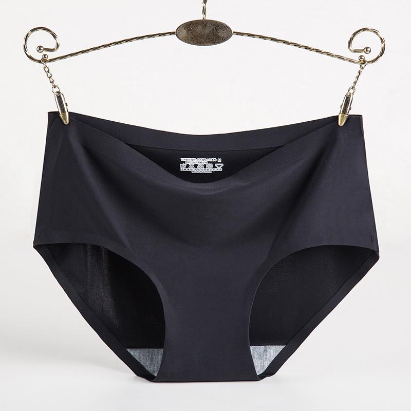 Women's Ice Silk Seamless Mid-Waist Panties - Breathable, Sexy Triangle Design