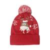 Cross-border Amazon New Holiday Hat Red Santa Claus Deer Jacquard Hairball Knitted Hat Christmas Hat Winter