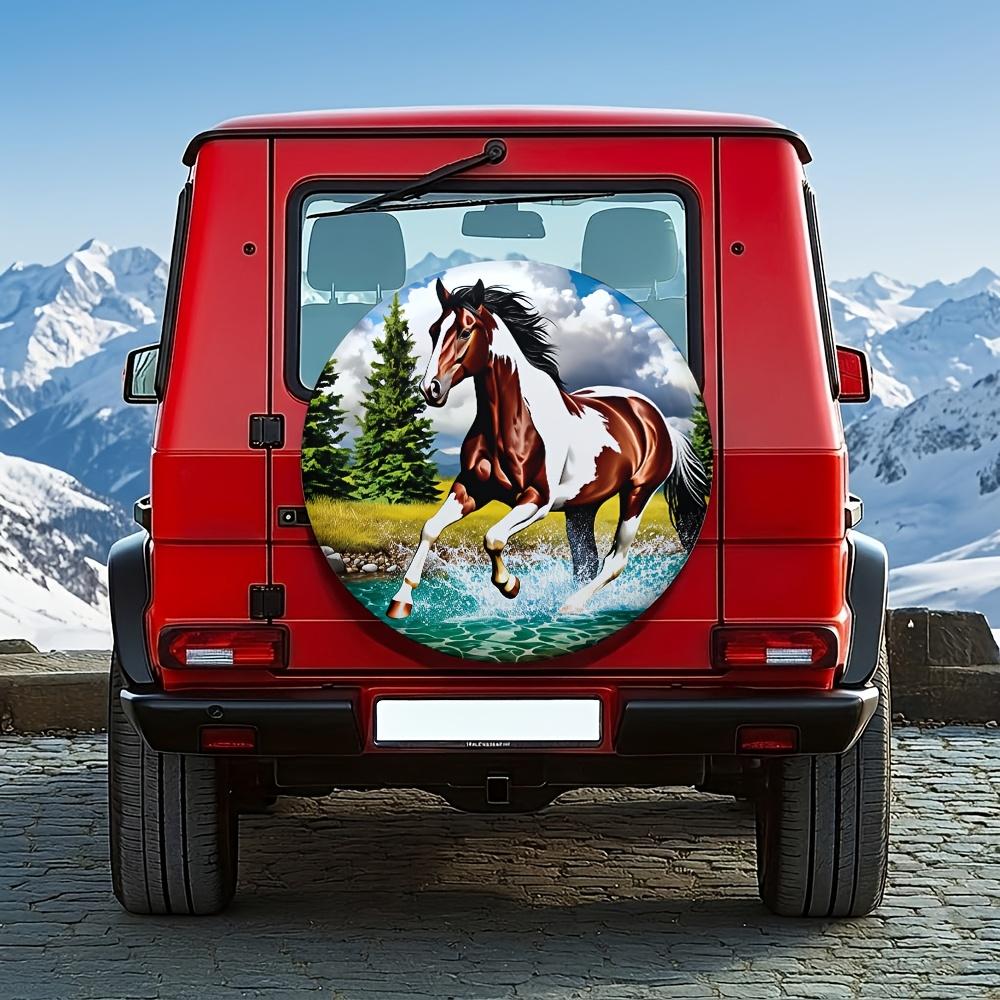 1pc, 14-17 Inch Universal Galloping Horse Treading Water Natural Personality Tire Cover, Suitable For Off-Road SUVs, Outdoor Cam