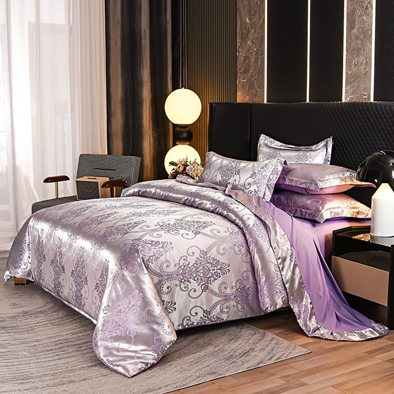 European Style Satin Jacquard (four-piece Set, Three-piece Set) Quilt Cover, Bed Sheet, Pillowcase, Single Bed, Double Bed Bedding