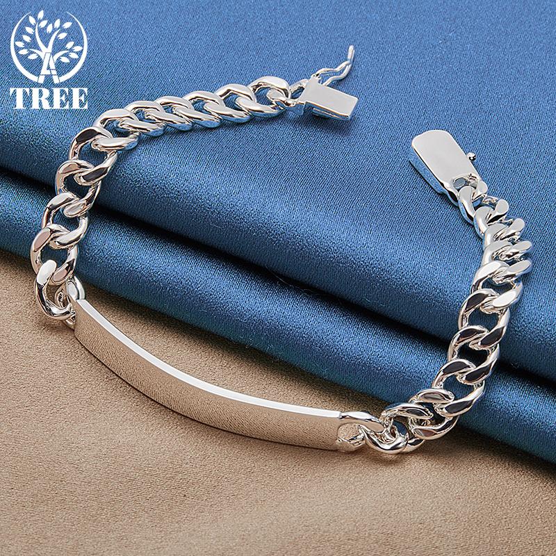 Ювелирные изделия из стерлингового серебра 925 пробы, 8 мм, гладкий боковой браслет