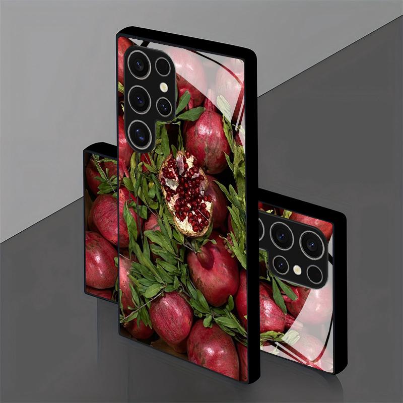 Чехол для телефона 2D с рисунком граната для Samsung S26 S25 S24 S23 S22 S21 S20 A56 A36 A16 - Стеклянная защитная крышка