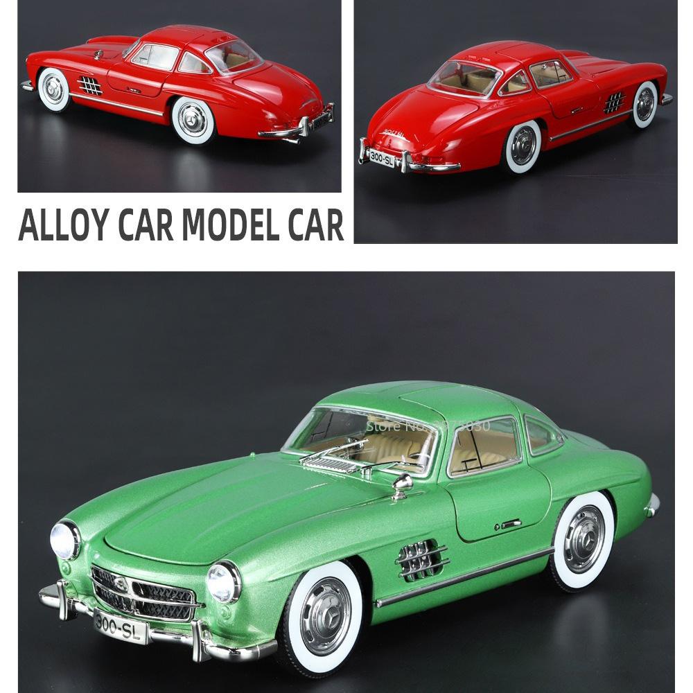 1/24 Benz 300SL Игрушечная модель автомобиля Литой сплав с инерционным механизмом Звук и свет Моделирование игрушечных транспортных средств Модели Мальчики Дни рождения Коллекционирование подарков