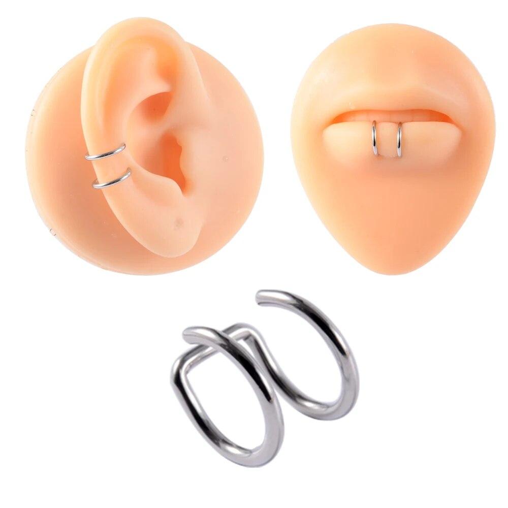 Серьги-клипсы из хирургической стали, 1 шт., серьги-клипсы для ушей, хрящевой раковины, манжеты, регулируемый размер, обруч для носа, непрокалывающее кольцо для губ, поддельные ювелирные изделия