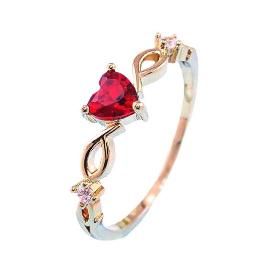 Women Wedding Ring Heart Hollow Electroplated Out Polished Lightweight Rhinestone Prom Party Finger Ring