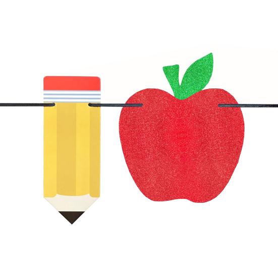 Pencil Fruit Banner for Back To School Decoration Pre-Strung Classroom Hanging Sign Garland for Teacher Appreciation First Day of School Bulletin