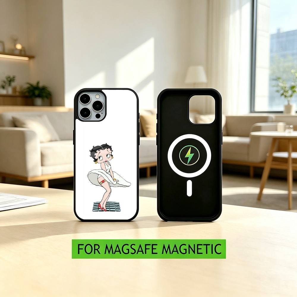 Classic Character Anime B-Bettys Boops Phone Case For iPhone17,16,15,14,13,12,11Plus,Pro Magnetic with Magsafe Wireless Charging