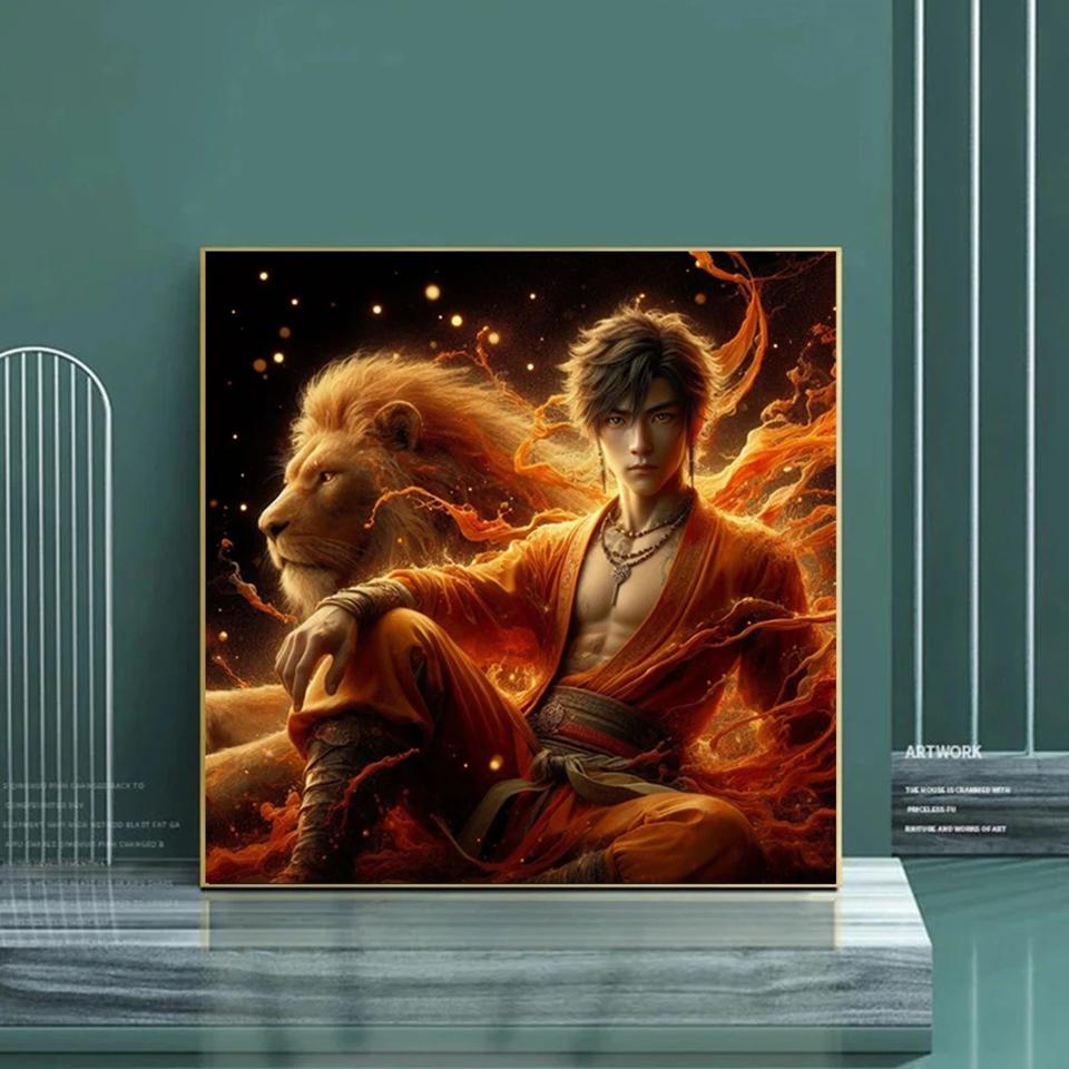 Новый круглый квадратный алмазный мозаичный художественный портрет 5d Diy алмазная живопись лев красивый мальчик вышивка крест набор украшение для дома