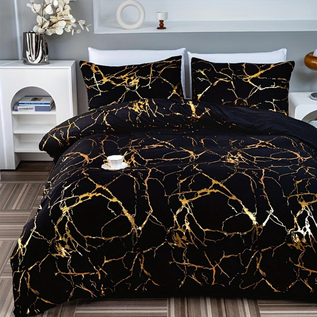 Clasic Hot Stamping Texture 3D Print Beding Set Soft Duvet Cover King Quen Twin Single Sized Dimensions Bithday Gift Bedrom Decoration