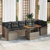vidaXL 8-piece Garden Sofa Set with Grey Cushions Poly Rattan 3358036