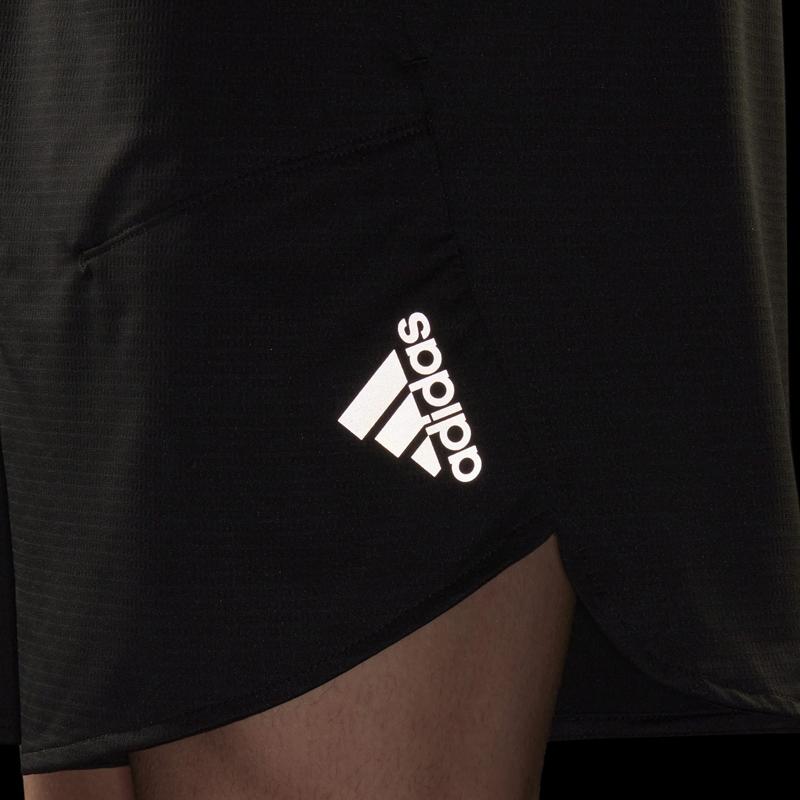 adidas Мужские шорты для фитнеса с принтом логотипа бренда, однотонные, эластичные, черные, HB6526