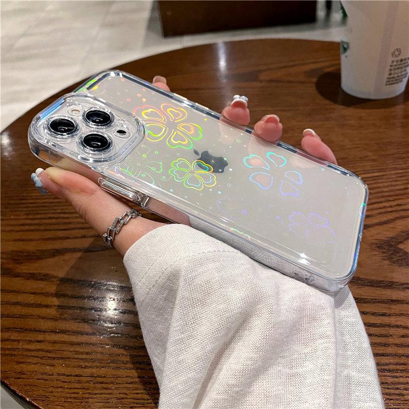 Gradient Rainbow Laser Phone Cases For Iphone 13 11 12 Pro Max Xs Max Xr X 7 8 Plus 13 Pro Transparent Soft Clear Acrylic Cover