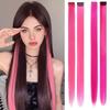 1pcs Synthetic Long Straight Clip In Hair Extensions Colorful Hair Extensions For Kids Multi-Colors Party Highlights Hairpieces For Women