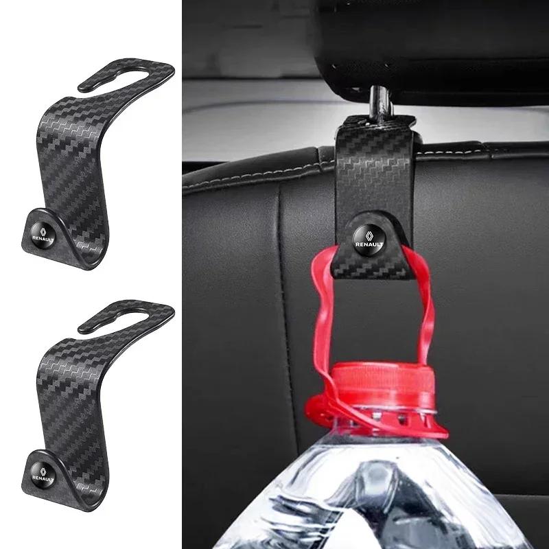 Carbon Fibre Car Rear Seat Hook Hanger Storage Organizer Hooks For Renault DACIA Logan Scenic Loguna Kadjar Twingo Accessories ZZ29