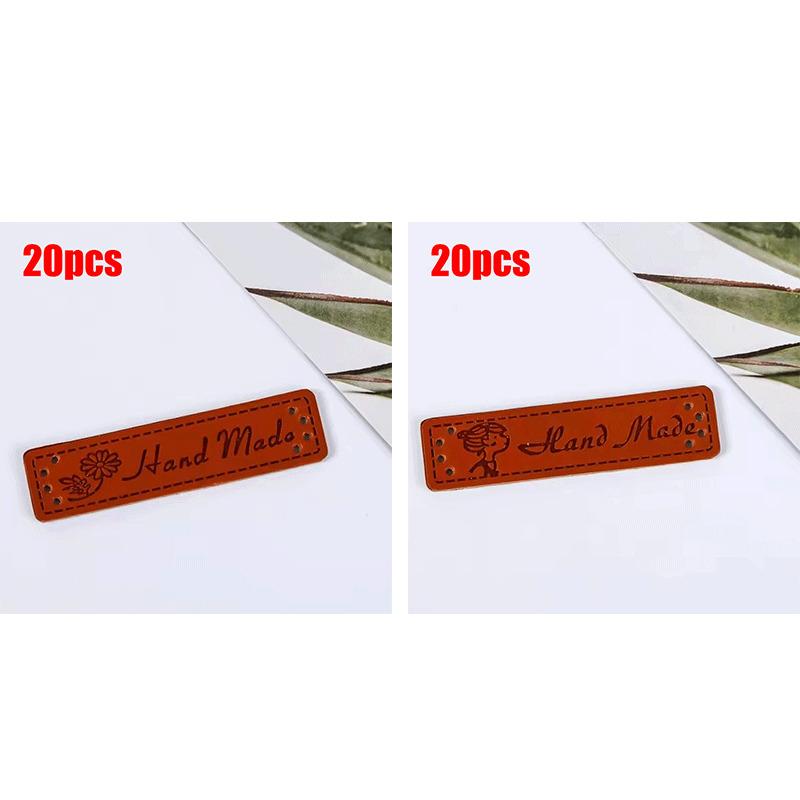 20/40 шт. кожаные бирки для одежды DIY аксессуары для подарка ручная работа кожаная этикетка для одежды ручной работы этикетки с логотипом дерева