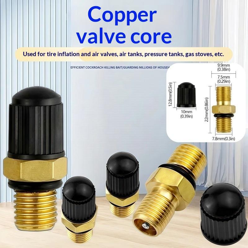 Car Motorcycle Bike Tire Brass Valve Stem M8x1 Durable Air Valves with Dustproof Caps Airtight Fitting Accessory