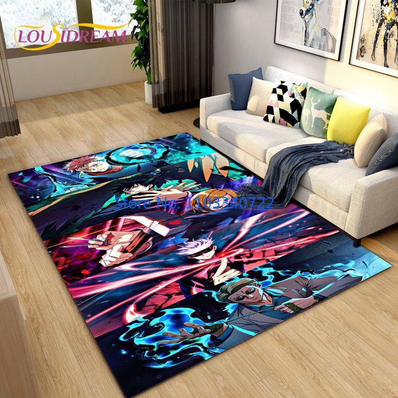 Коврик с рисунком аниме-джиу-джитсу кайсэн 120x160 см для декора гостиной, детской спальни, дивана, ванной комнаты, детского напольного коврика