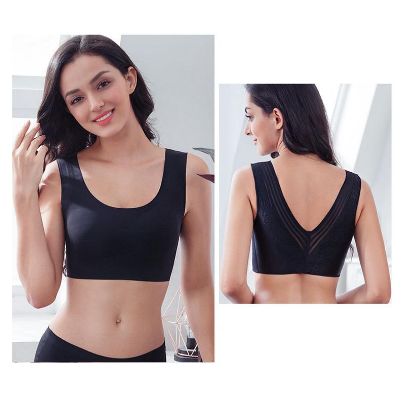 Нижнее белье с открытой спиной для женщин без стального кольца, спортивные топы на бретелях со сборками, модели больших размеров, противоударные бюстгальтеры для сна