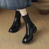 Krazing Pot Микрофибра Осенне-зимняя обувь Толстый средний каблук Размер 43 Ботинки челси Вязаный сзади Эластичные ботильоны