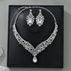 1 Set Necklace Earrings Set Rhinestone Necklace Earrings Prom Wedding Party Bride Symmetric Dangle Earrings Formal Occasions Neck Jewelry Set