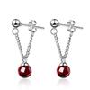Women's Cute Garnet Crystal Bead Earrings - Japanese Korean Style