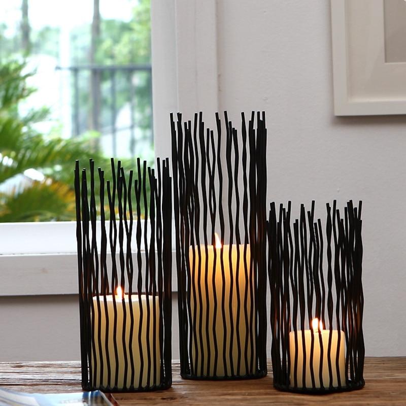 Black Bohemian Geometric Metal Candle Holder Hollow Candlestick Morocco Romantic Tealight Holder Party Wedding Decoration