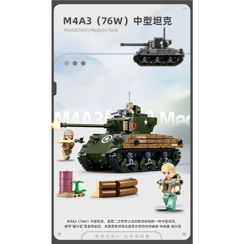 Армия 715 деталей Шерман M4A3 76W Средний Танк Модель Строительные Блоки МБТ Военный DIY Креативные Образовательные Детские Игрушки Рождественские Подарки