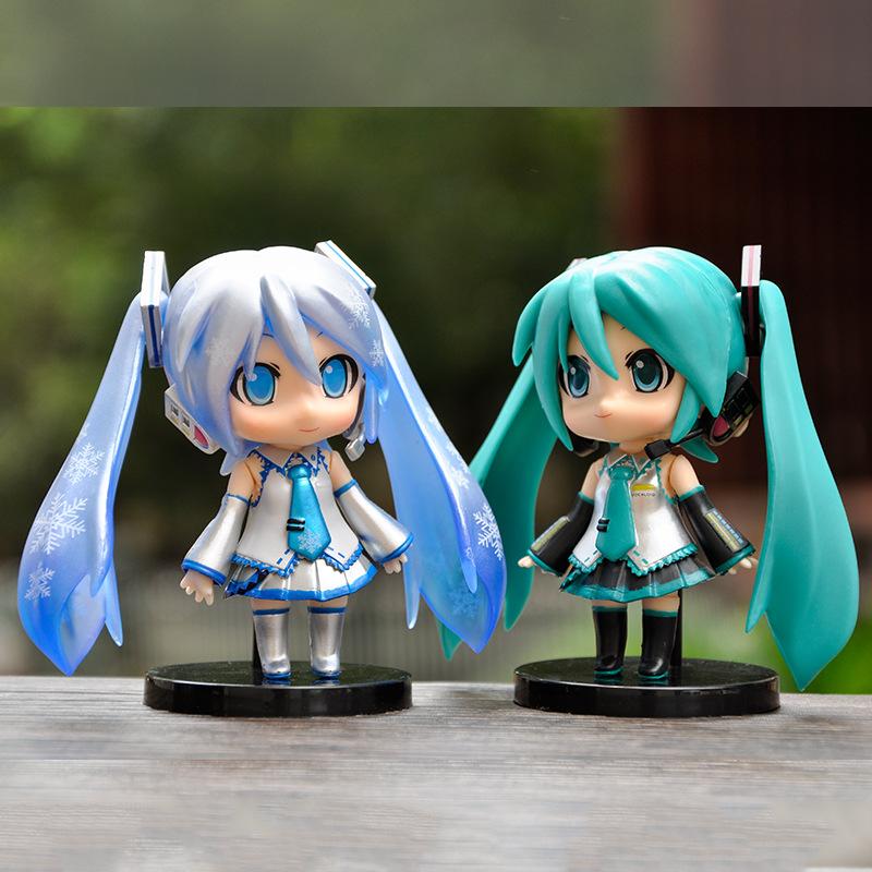 3pcs New Hatsune Miku Figure Mini Character Ornaments Kawai Pink Green Hatsune Home desk Decoration Adult Toy kid Birthday Gift