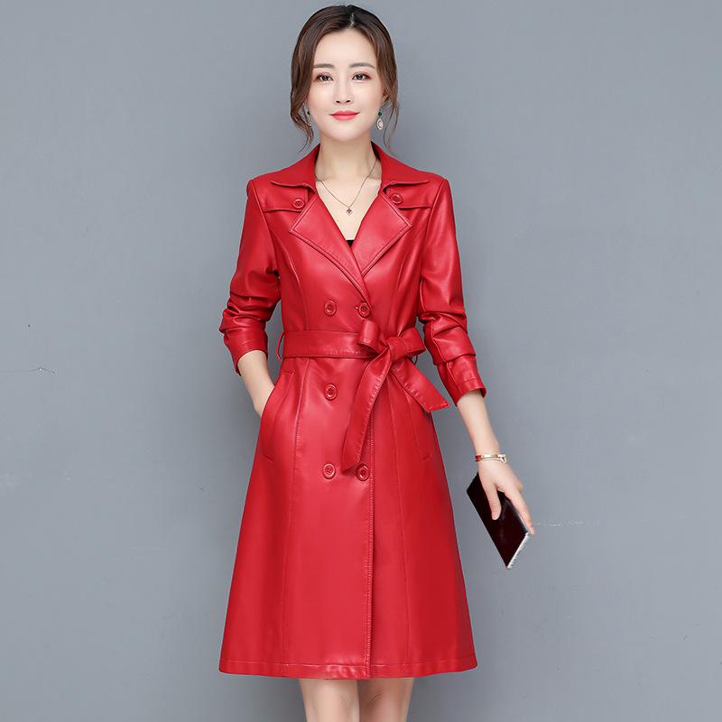 Autumn and Winter New Cotton Leather Coat Women's Mid Length Fashion Imitation Sheepskin Windbreaker Large Motorcycle PU Leather Coat