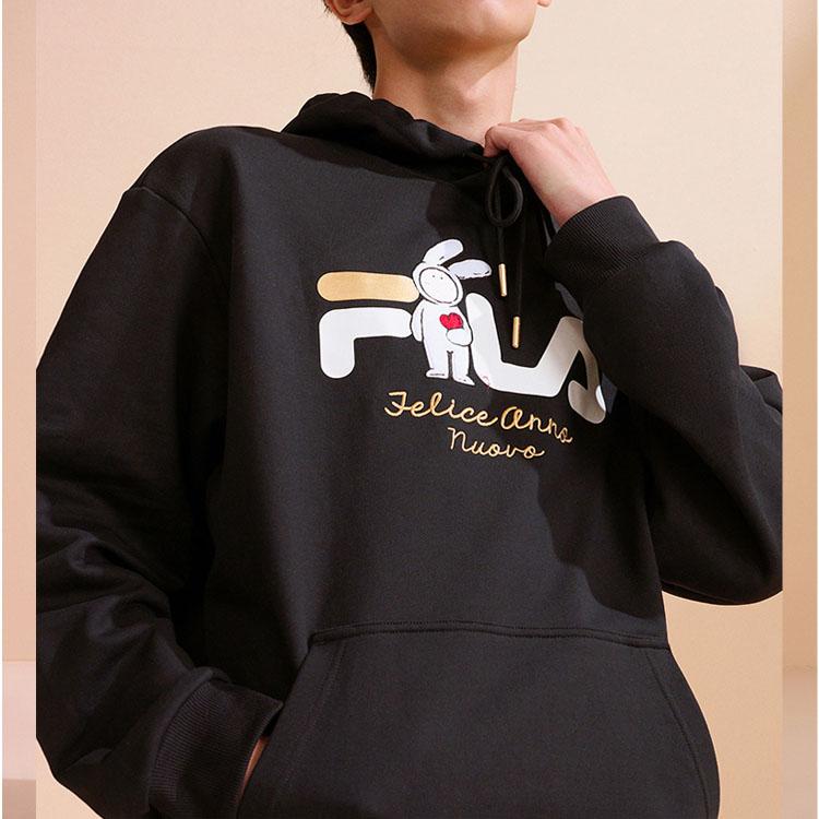 Men's Sweatshirt FILA CNY X Buer Rabbit Sweatshirt Unisex Jet Black