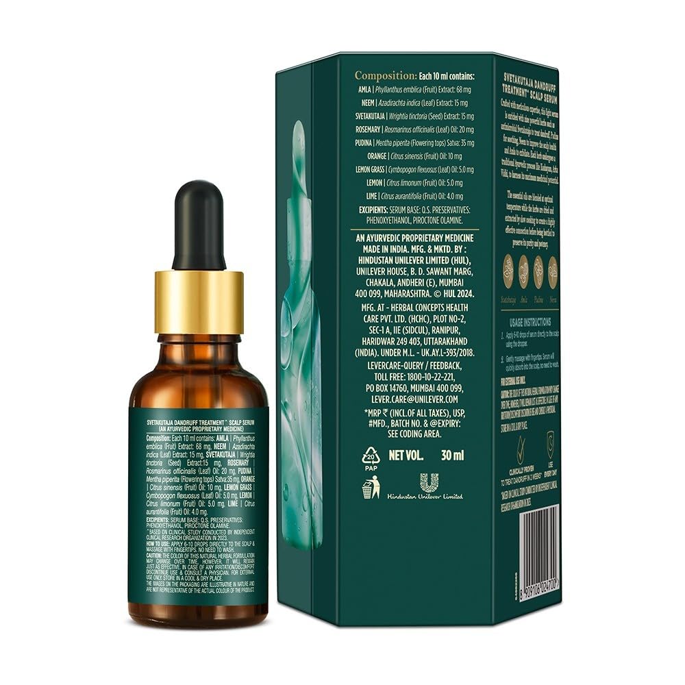 Indulekha Svetakutaja Anti Dandruff Scalp Serum 30ml | Ayurvedic Hair Care Solution For Itchy Scalp, Dryness Relief And Healthy Scalp Barrier Support