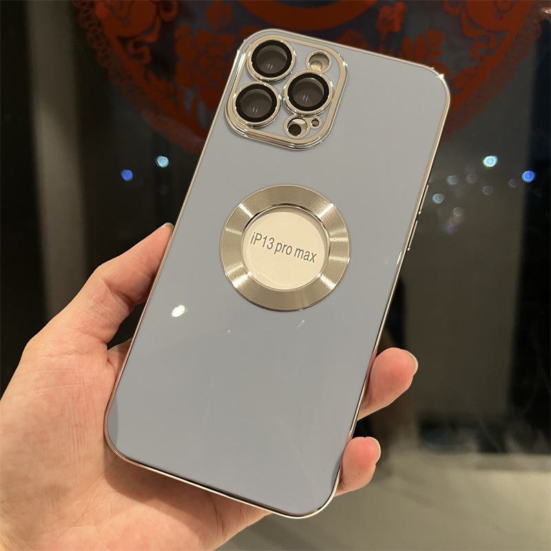 Чехол для iPhone с рисунком линзы зрачка CD для iPhone 11-14 - гальванизированный ТПУ сплошного цвета