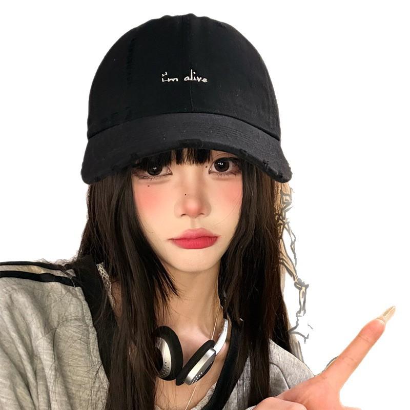 New retro washed soft top cap children's embroidered letter baseball cap versatile face small men's and women's sun hats