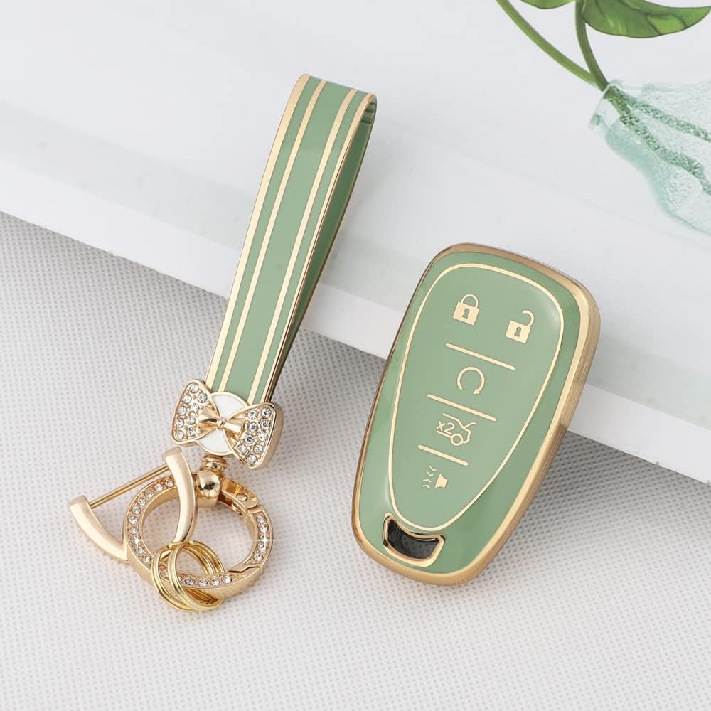 PIFOOG Key Fob Cover For Chevy 5 Buttons Keys Shell Case TPU Bling Car Keychain Protector Accessories For Equinox Malibu Blazer Camaro Spark Traverse