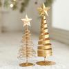 Gold Spiral Christmas Tree Decor Glittering Tabletop Tree with Star Topper for Holiday Home Office Table Centerpiece Mantel Shelf Decor