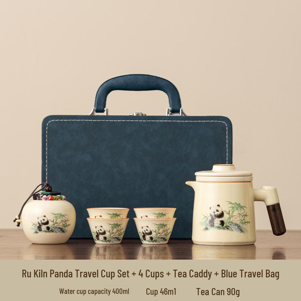 Portable Quick-Brew Travel Tea Set with Water Separation: One Pot & Four Cups