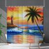Shower Curtain Waterproof And Mildew-Proof Coconut Tree Beach Beach Bathroom Shower Curtain Shower Curtain Partition Curtain Free Punching