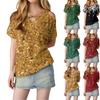 Women's Glitter Print Casual Off-Shoulder Strappy V-Neck Short-Sleeved T-Shirt