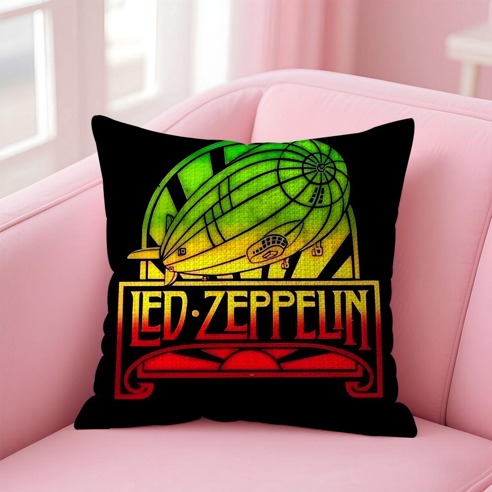 LLed ZeppelinN Band Cushion Cover Natural Linen Pillow Case DoubleSided Print Decorative Sofa Pillowcase Home Decor Gift